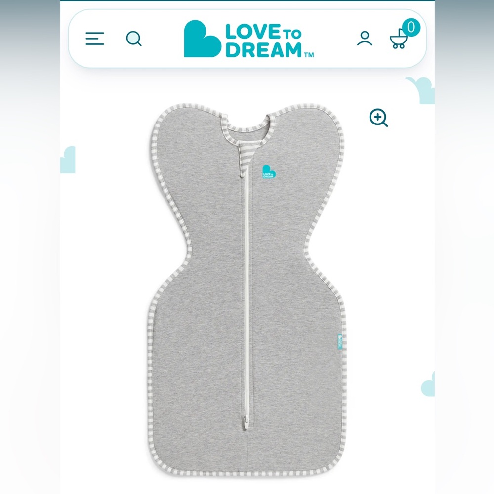Love to dream Grey Swaddle Sleep Sack with Striped Trim Cotton
